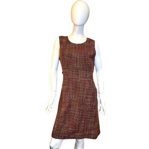 Talbots Plaid Tweed Sleeveless Dress Jumper Size 12 Petite